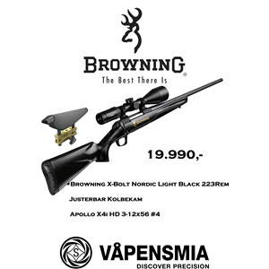 Browning X-Bolt Nordic Light Black 223Rem Apollo X4i Justerb